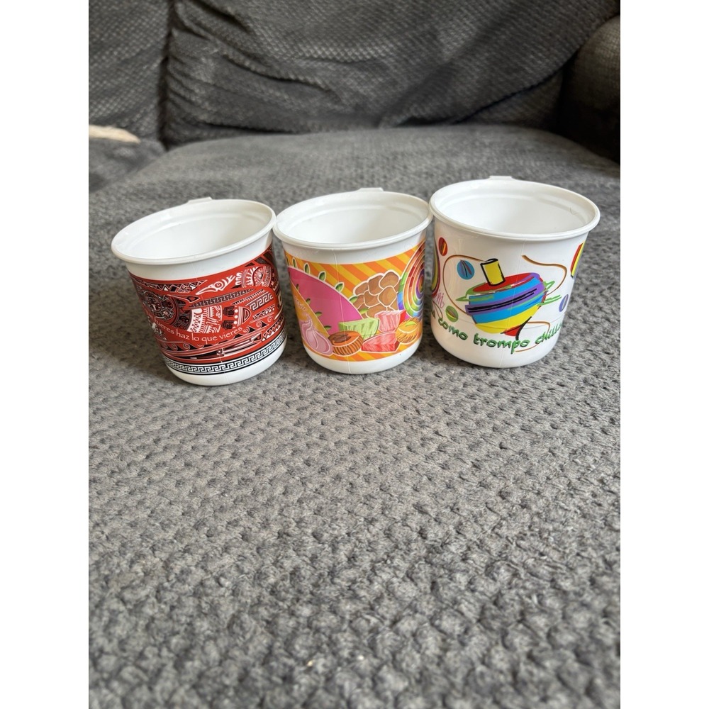 Vintage Tupperware Mexican Centennial Set‎ Of 3 Microwave Re-Heatable Mugs
